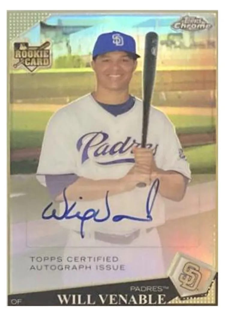 2009 Topps Chrome Will Venable Gold Refractor Autograph card