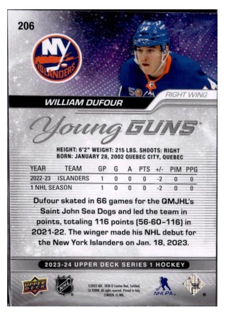2023 Upper Deck William Dufour #206 card
