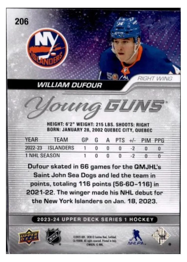 2023 Upper Deck William Dufour #206 card