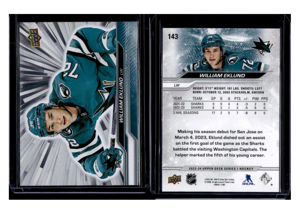 2023-24 Upper Deck Base Set William Eklund #143 card