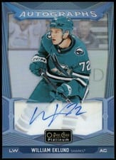 2024-25 O-Pee-Chee Platinum Blue Rainbow Autographs William Eklund #BA-WE card
