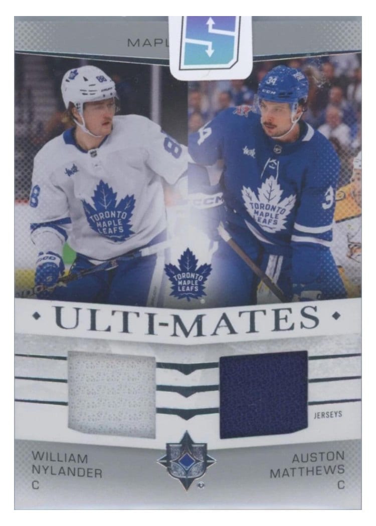 2024-25 Upper Deck Ultimate Collection Ulti-Mates Jersey William Nylander/Auston Matthews #UTM-NM card
