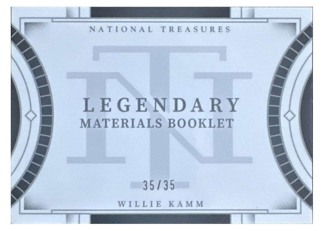 2024 Panini National Treasures Legendary Materials Booklet Willie Kamm #9 card
