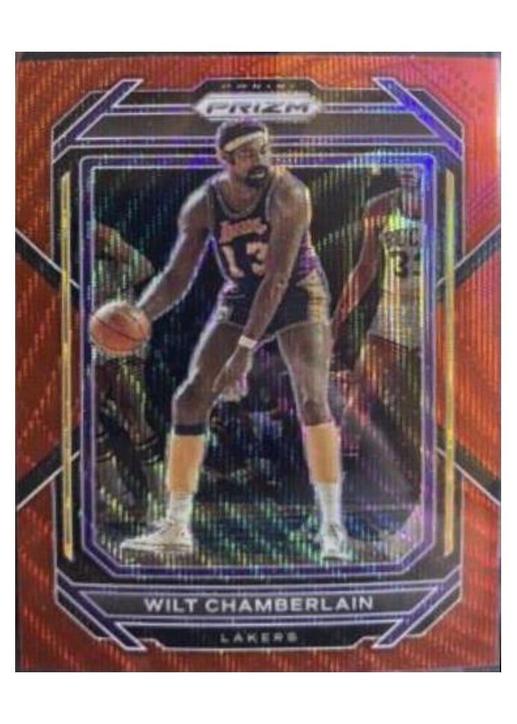 2022-23 Panini Prizm Base Set Wilt Chamberlain Ruby Wave Prizm #285 card