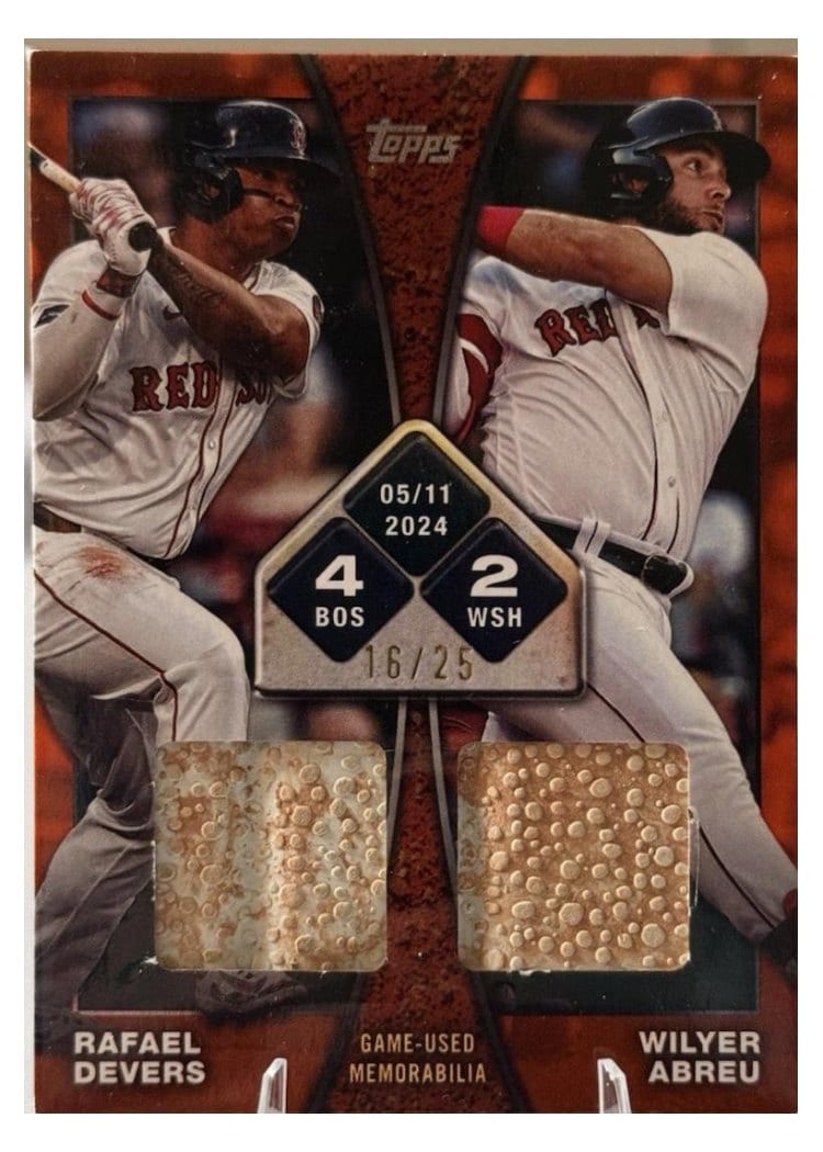 2025 Topps Rounding the Bases Dual Relics Wilyer Abreu / Rafael Devers #RTBD-DAB card
