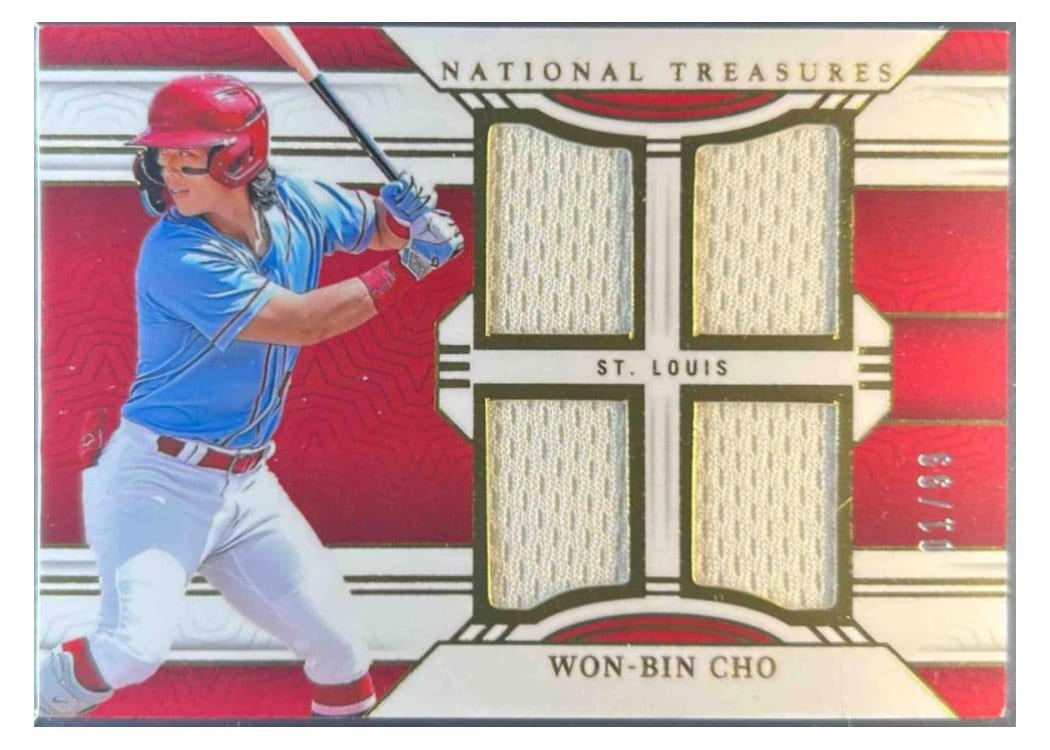 2024 Panini National Treasures Game Gear Swatches Quad Won-Bin Cho #6 card