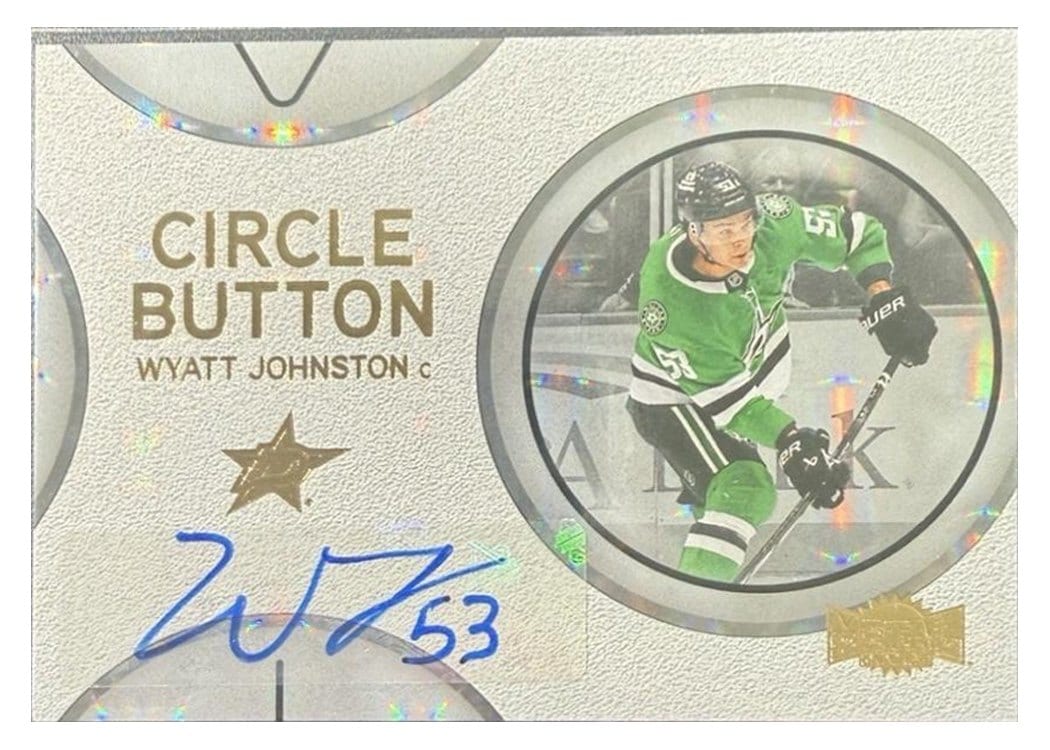 2025-26 SkyBox Metal Universe Circle Button Auto Wyatt Johnston #CB-16 card