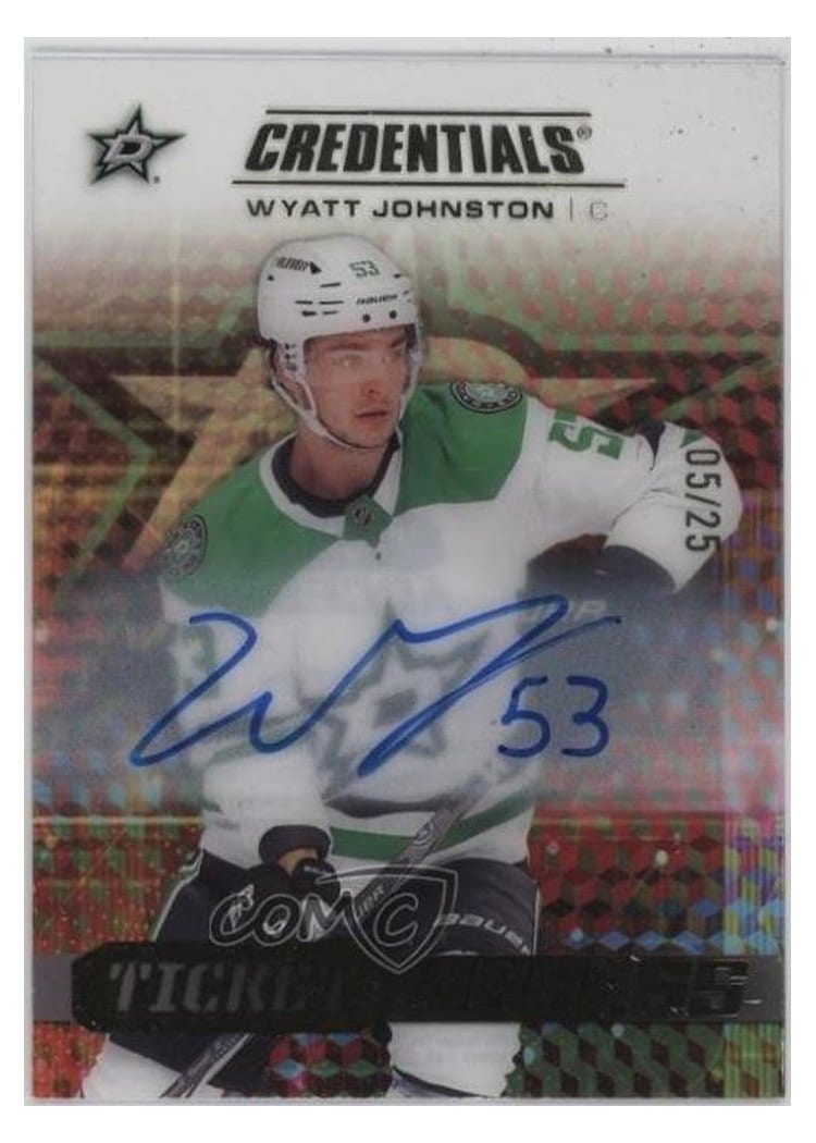 2025-26 Upper Deck Credentials Acetate Ticket Access Wyatt Johnston #TA-WJ card