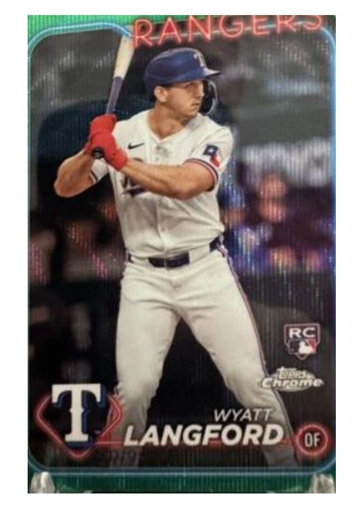 2024 Topps Chrome Base Set Wyatt Langford Green Wave Refractor #122 card