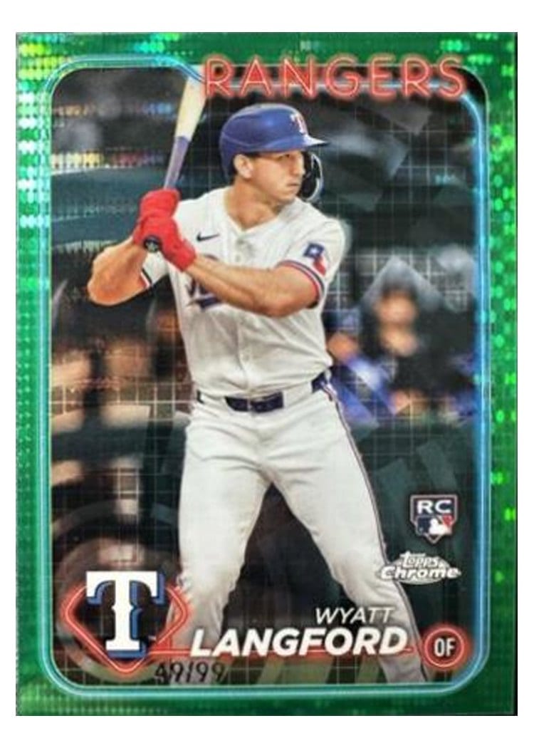 2024 Topps Chrome Base Set Wyatt Langford Sonar Green Refractor #122 card