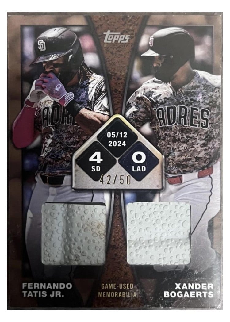 2025 Topps Rounding the Bases Dual Relics Xander Bogaerts / Fernando Tatis Jr. #RTBD-TB card