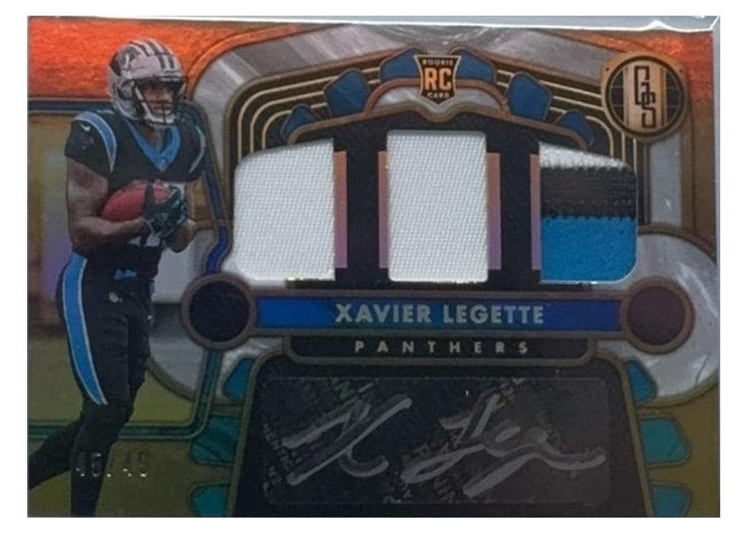 2024 Panini Gold Standard Rookie Jersey Autographs Triple Xavier Legette #8 card