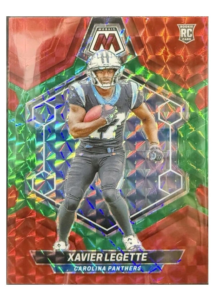 2024 Panini Mosaic Base Set Xavier Legette Fusion Red Green Choice #332 card