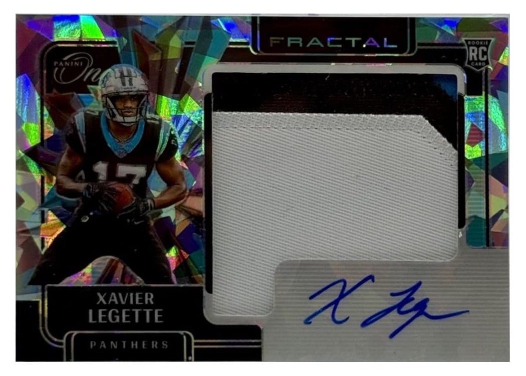 2024 Panini One Rookie Fractal Autographs Xavier Legette Rookie Fractal Patch Autograph #396 card