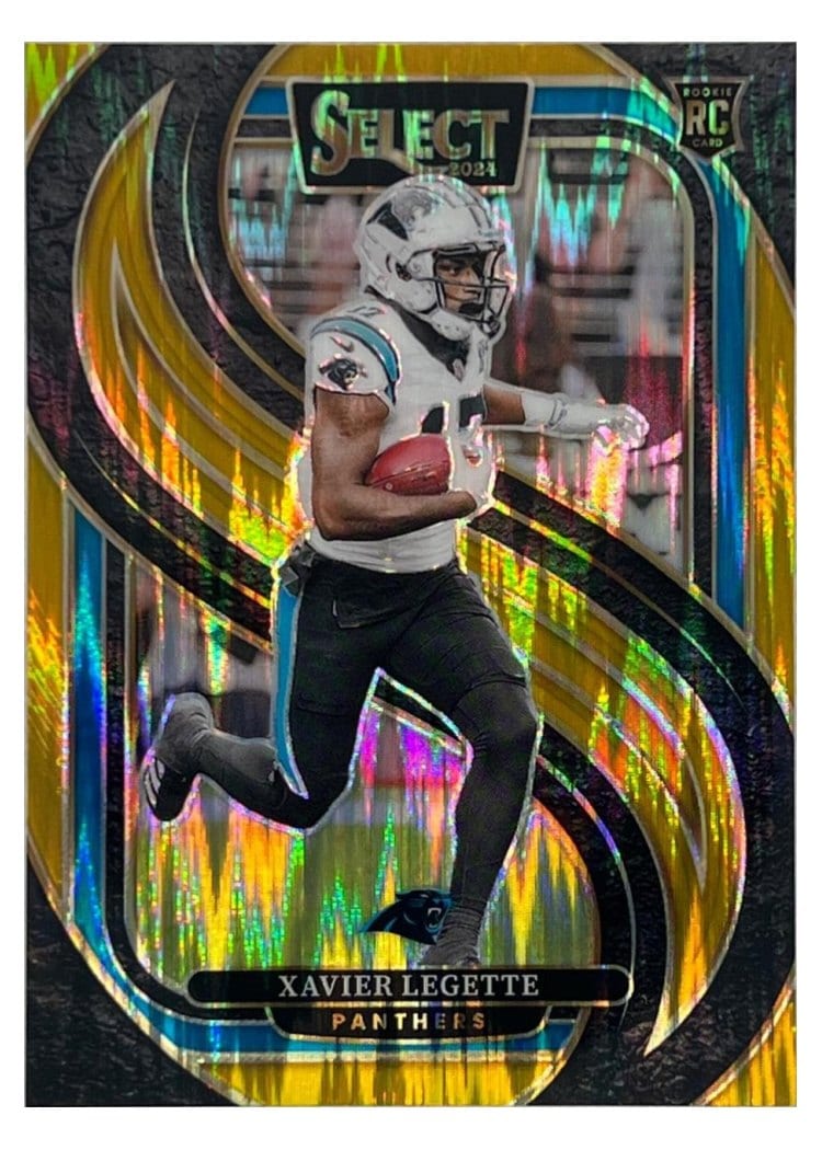 2024 Panini Select Base Set Xavier Legette Gold Prizm Shock #101 card