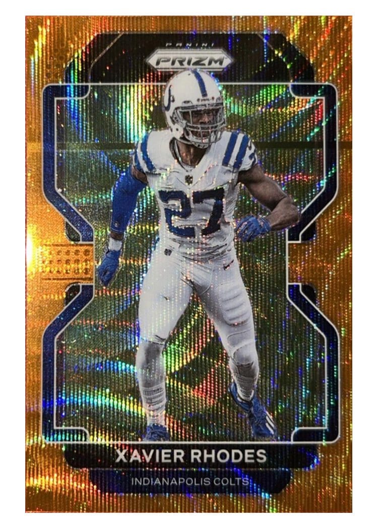 2021 Panini Prizm Base Set Xavier Rhodes Orange Wave Prizm #29 card