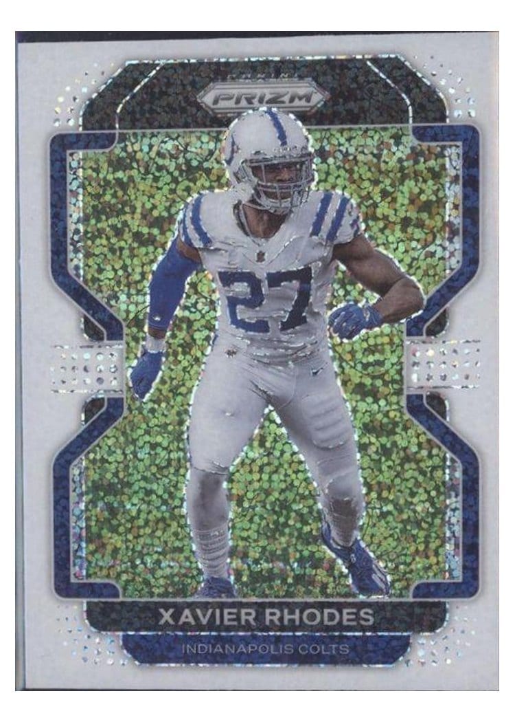 2021 Panini Prizm Base Set Xavier Rhodes White Sparkle Prizm #29 card