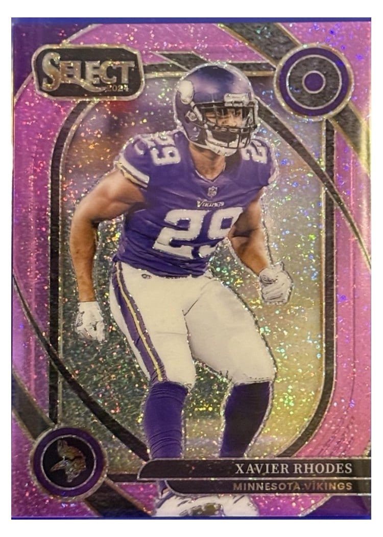 2024 Panini Select Base Set Xavier Rhodes Pink Glitter Prizm #201 card