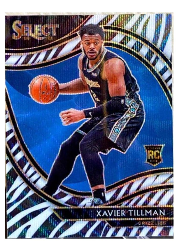 2020-21 Panini Select Base Set Xavier Tillman Zebra Prizm #266 card