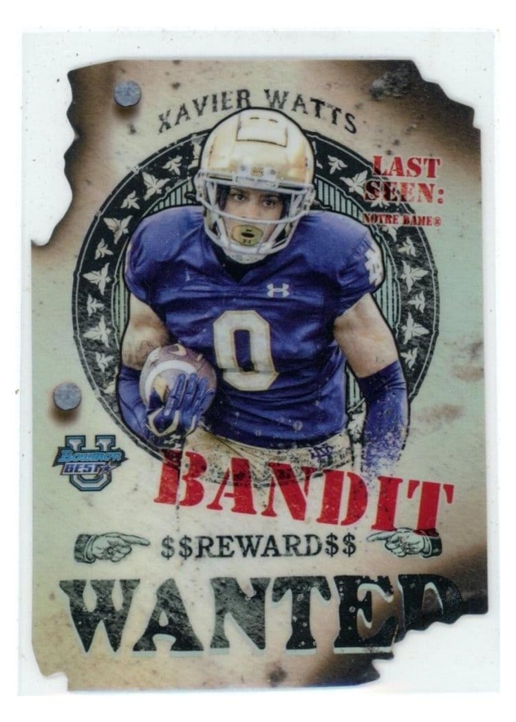 2024 Bowman University Best Gunslingers & Bandits Die-Cuts Set Xavier Watts #GB-13 card