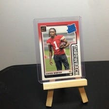 2024 Donruss Rated Rookies Throwback Xavier Worthy #50 card