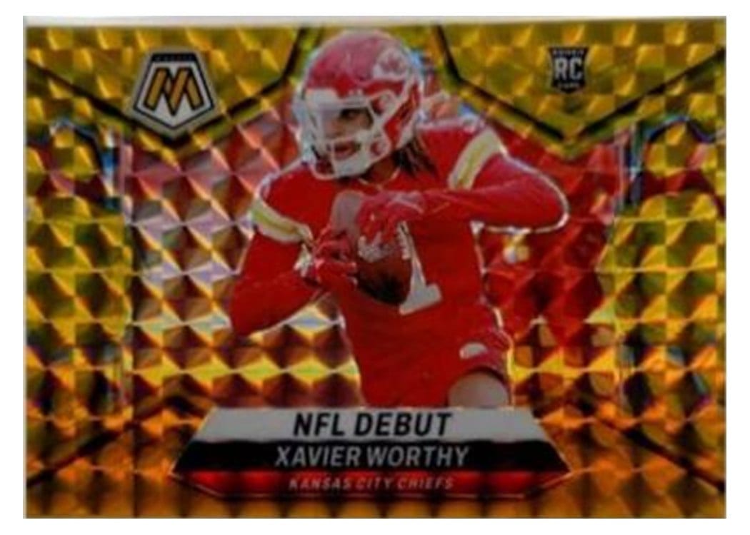 2024 Panini Mosaic Base Set Xavier Worthy Gold #285 card