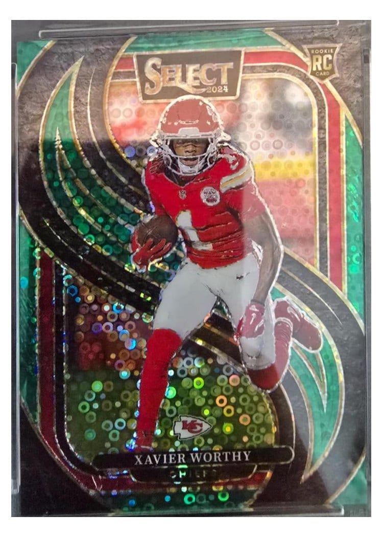 2024 Panini Select Base Set Xavier Worthy Green Disco Prizm #119 card