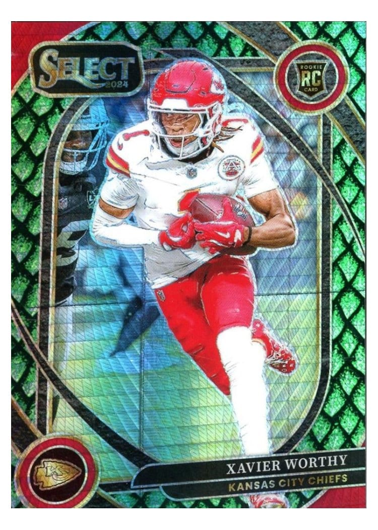 2024 Panini Select Base Set Xavier Worthy Dragon Scale Prizm #224 card