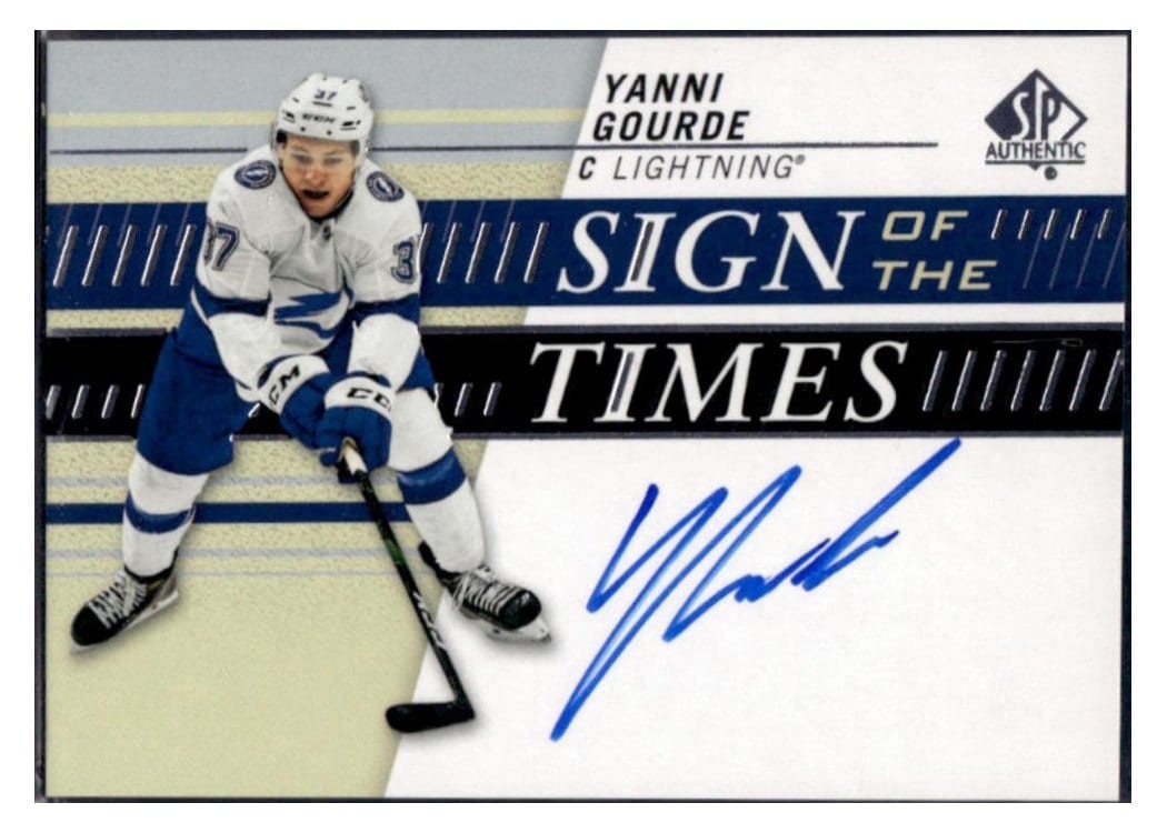 2019-20 SP Authentic Sign of the Times Yanni Gourde #SOTT-YG card
