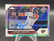 2023 Topps Pro Debut Chrome Autographs Refractor Yanquiel Fernandez #PDC-113 card