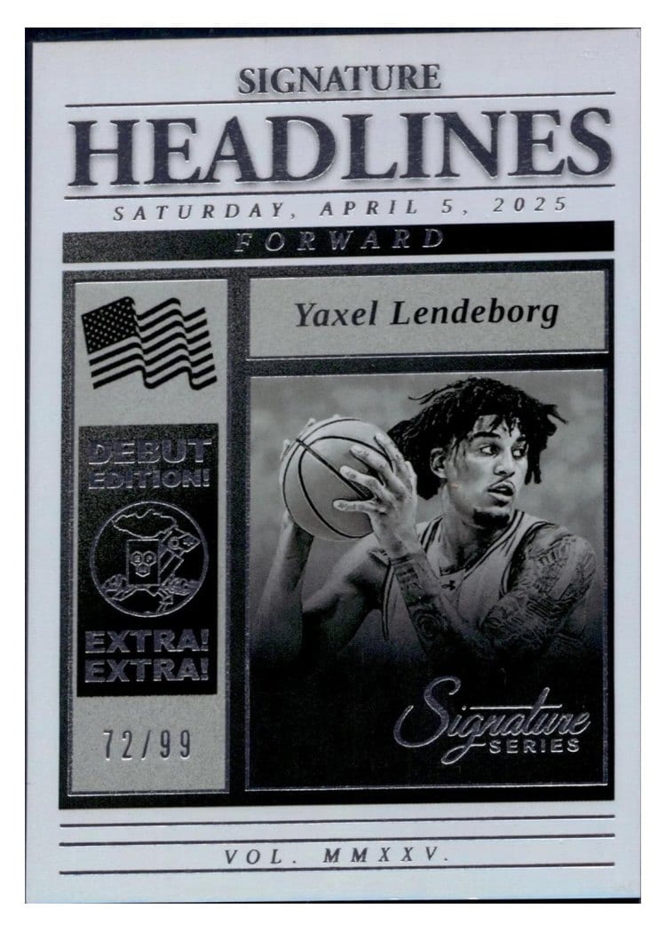 2025-26 Panini Signature Series Signature Headlines Yaxel Lendeborg #5 card