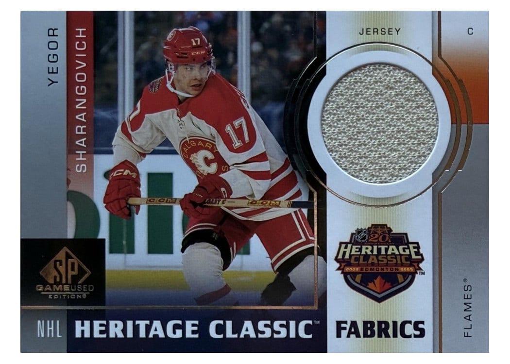 2024-25 SP Game Used 2023 Heritage Classic Fabrics Yegor Sharangovich #HCF-9 card