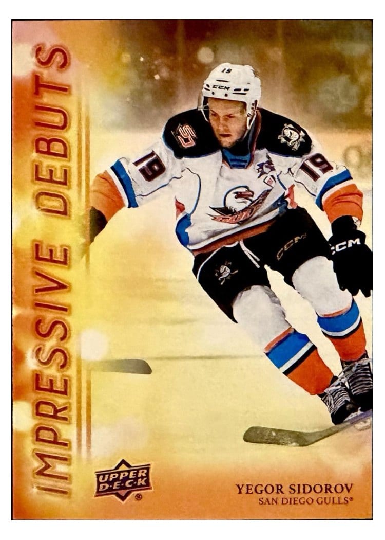 2025-26 Upper Deck AHL Impressive Debuts Yegor Sidorov #ID-12 card