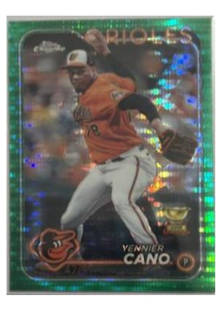 2024 Topps Chrome Base Set Yennier Cano Sonar Green Refractor #130 card