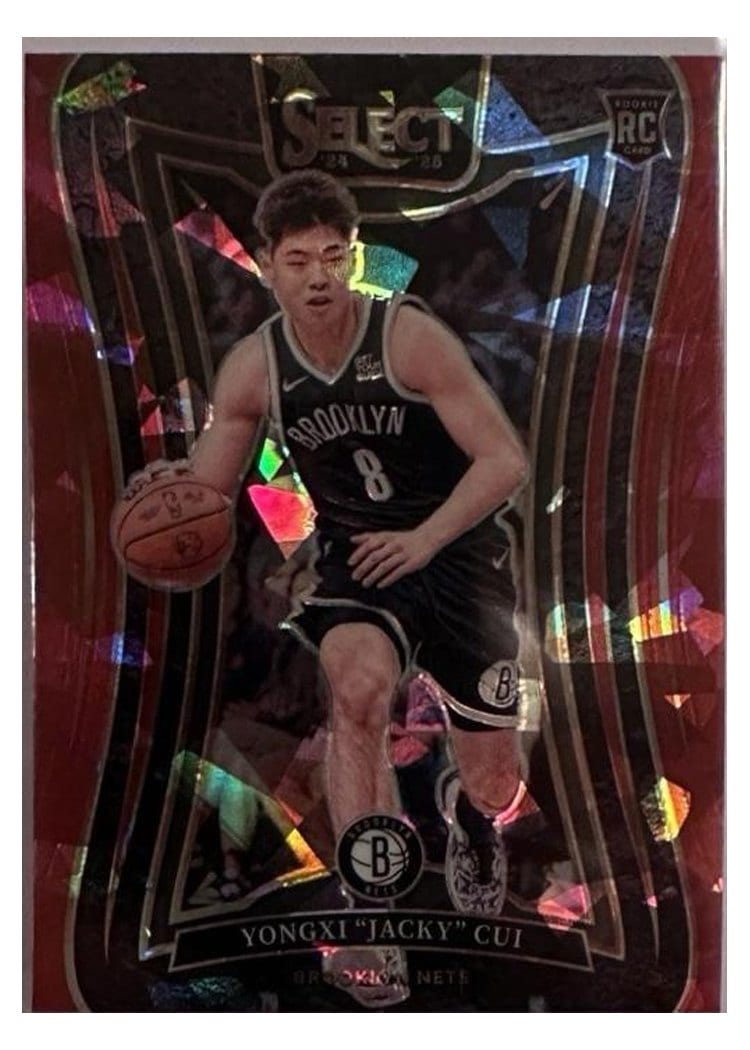2024-25 Panini Select Base Set Yongxi "Jacky" Cui Red Cracked Ice Prizm #94 card