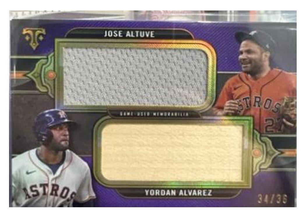 2024 Topps Triple Threads Dual Jumbo Relics Yordan Alvarez / Jose Altuve #DRJ-AAL card