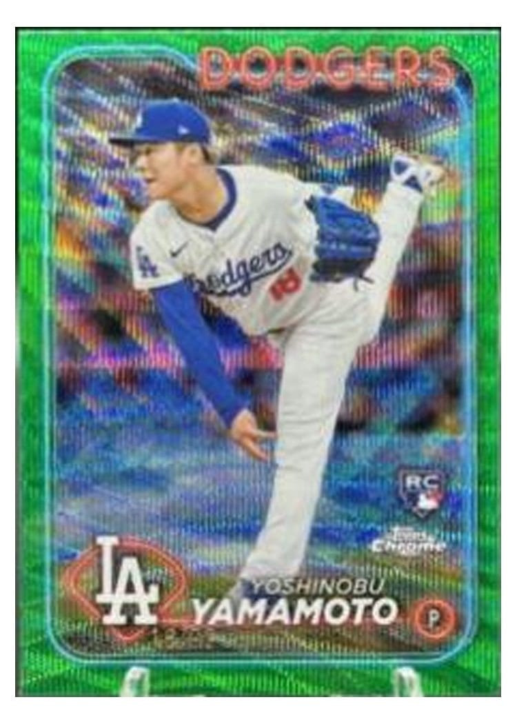 2024 Topps Chrome Yoshinobu Yamamoto Green Wave Refractor #18 card