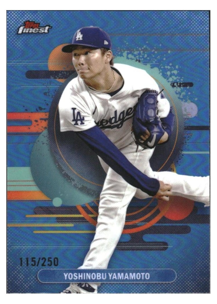 2025 Finest Base Set Yoshinobu Yamamoto Sky Blue Refractor #195 card