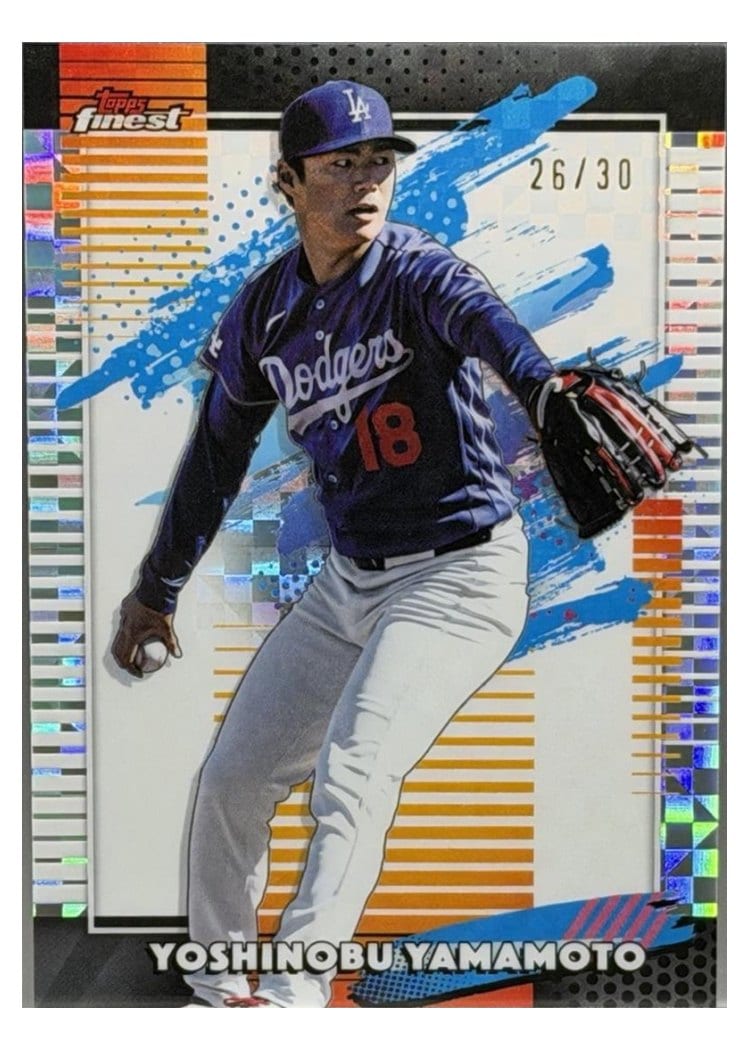 2026 Topps Finest Yoshinobu Yamamoto White X-Fractor #120 card