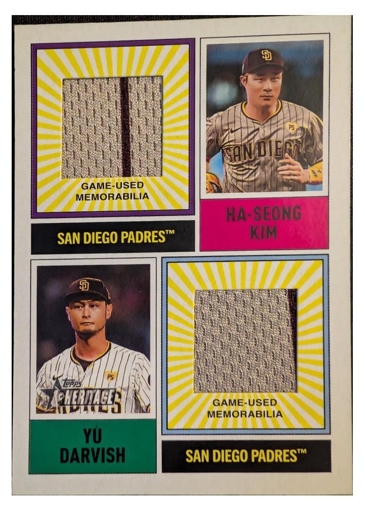 2025 Topps Heritage Dual Player MLB Collection Relics Yu Darvish / Ha-Seong Kim #DPMCR-KD card