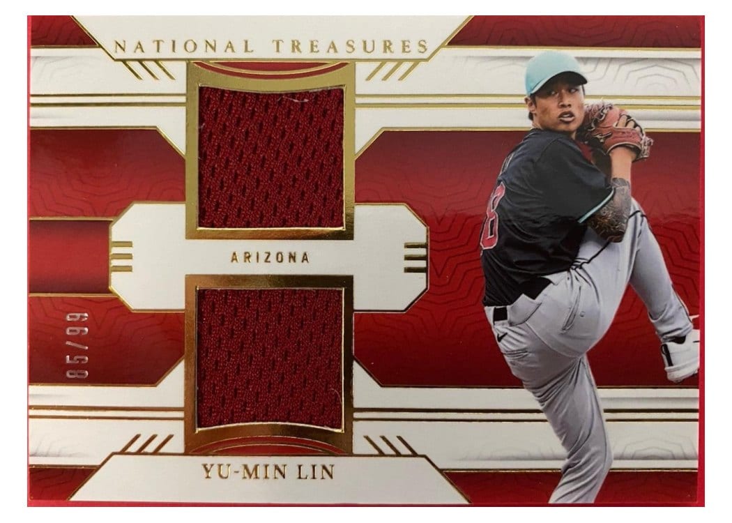 2024 Panini National Treasures Game Gear Swatches Dual Yu-Min Lin #30 card