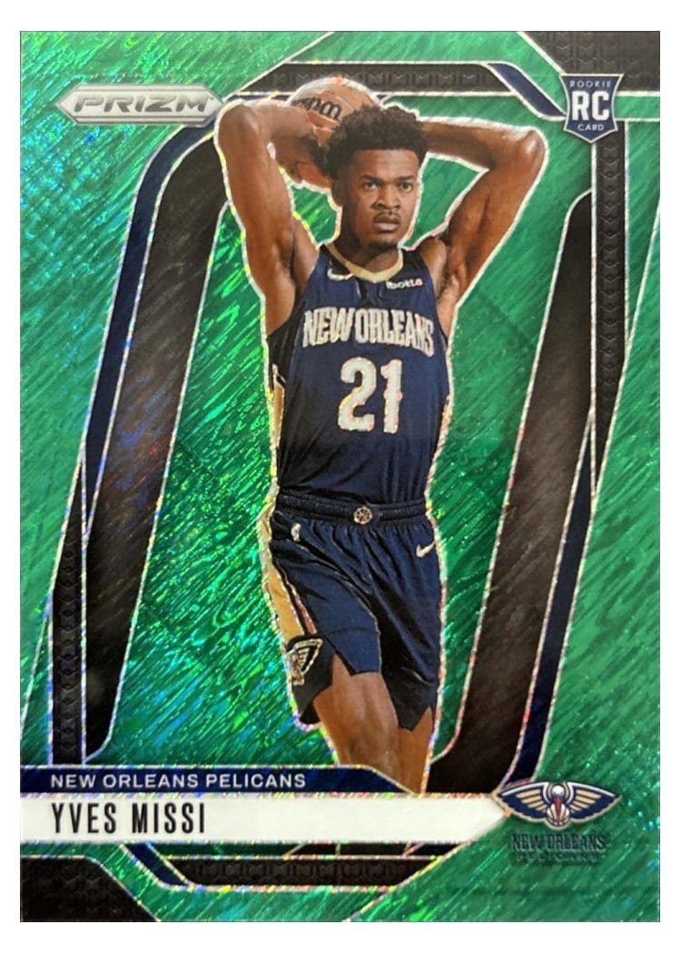 2024-25 Panini Prizm Base Set Yves Missi Green Shimmer FOTL #233 card
