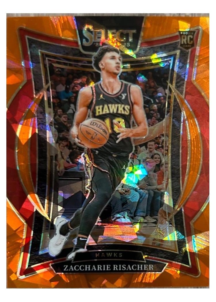 2024-25 Panini Select Base Set Zaccharie Risacher Orange Cracked Ice Prizm #86 card