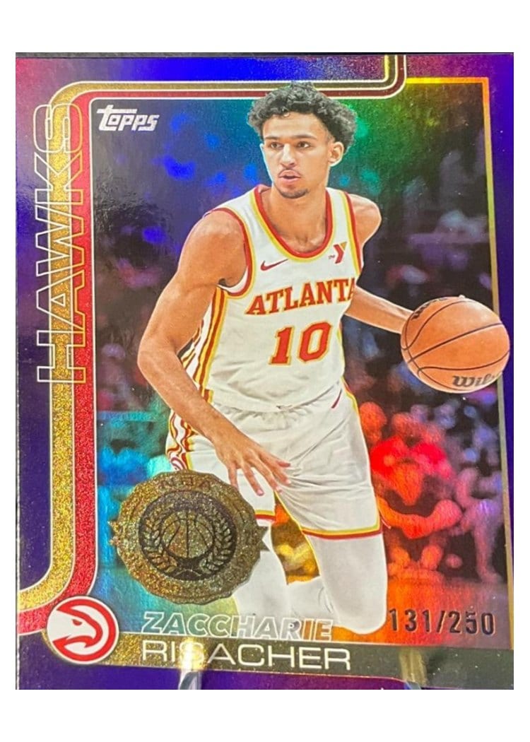 2025-26 Topps Base Set Zaccharie Risacher Purple Rainbow #62 card