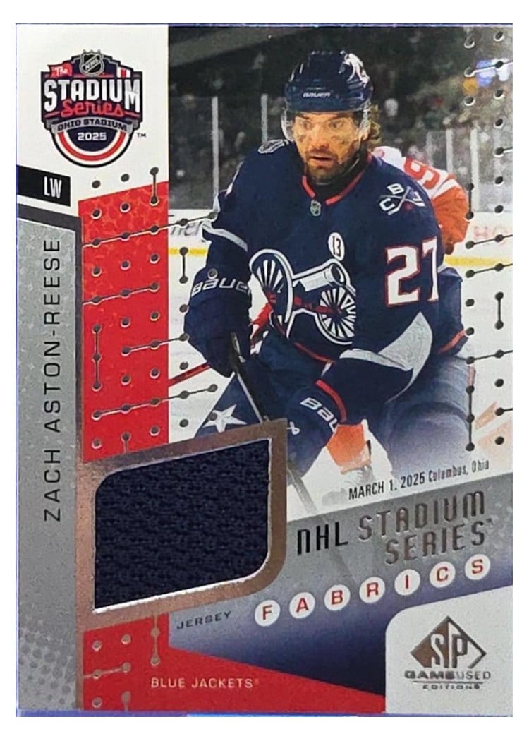 2025-26 SP Game Used 2025 Stadium Series Blue Jackets vs. Red Wings Fabrics Zach Aston-Reese #SSF-17 card