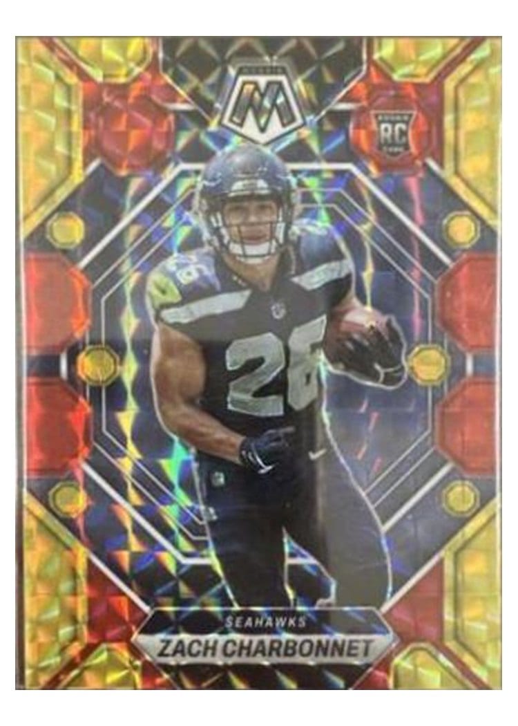 2023 Panini Mosaic Base Set Zach Charbonnet Choice Fusion Red Yellow #379 card