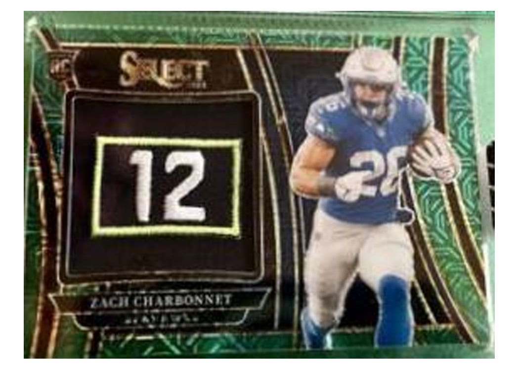 2023 Panini Select Base Set Zach Charbonnet Green Prizm #202 card