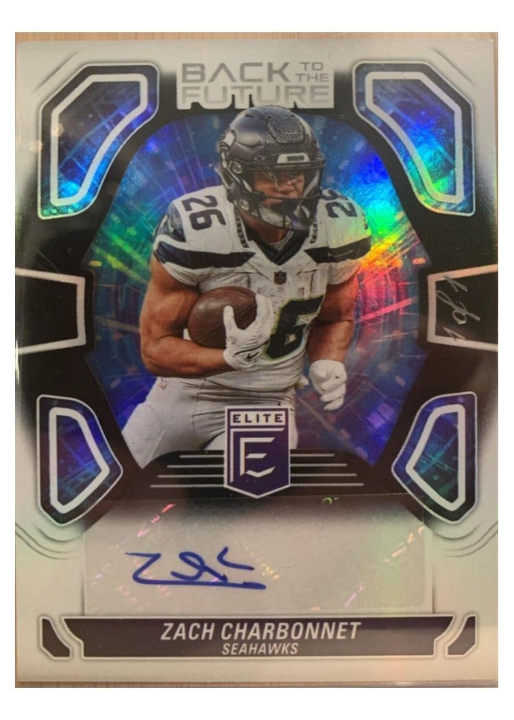 2024 Donruss Elite Back to the Future Signatures Zach Charbonnet #BTF-ZCH card