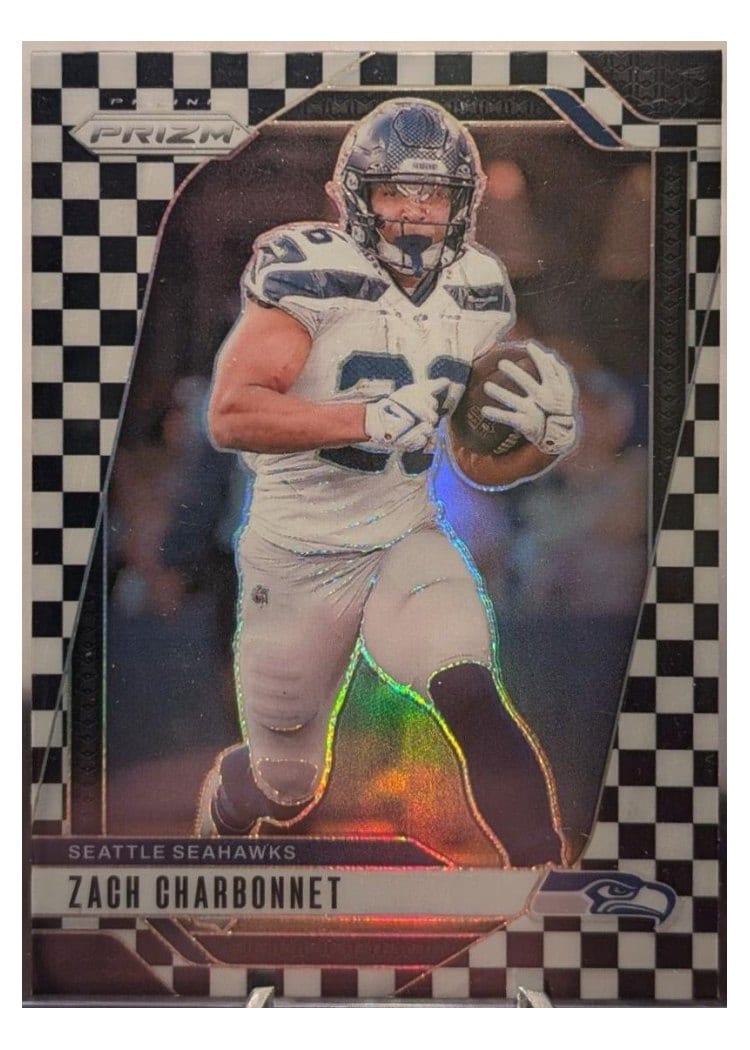 2024 Panini Prizm Base Set Zach Charbonnet Black White Checker #264 card