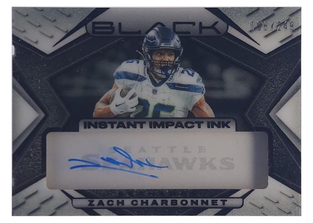 2025 Panini Black Instant Impact Ink Zach Charbonnet #11 card